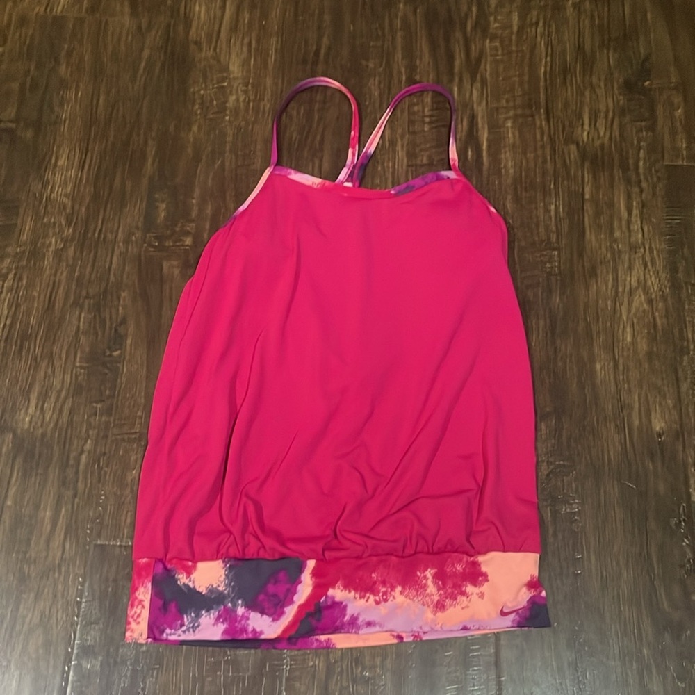 Nike tank top w/sports bra sz M pink